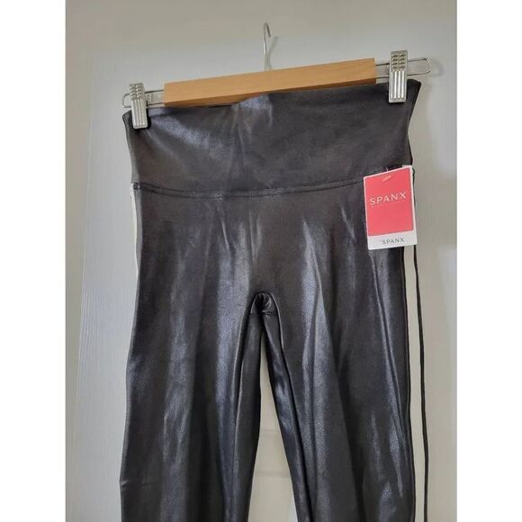 Spanx Faux Leather Side Stripe Leggings S/P NWT - Picture 6 of 11